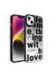 Noktaks - iPhone Uyumlu 14 Plus - Kılıf Aynalı Desenli Kamera Korumalı Parlak Mirror Kapak - Love
