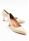 Luvishoes Pedra Ekru-bej Cilt Kadın Topuklu Ayakkabı