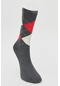 AC&Co / Altınyıldız Classics Erkek Antrasit-kırmızı-ekru Desenli Pamuklu Casual Çorap