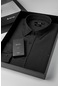 Erkek Siyah Klasik Yaka Kolay Ütülenebilir Pamuklu Slim Fit Özel Kutulu Gömlek/20 Ml Black Parfüm A41y2236