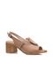 M2s Krem Kalın Topuk Kadın Burnu Açık Klasik Ayakkabı Krem