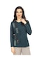 Kadın Orta Yaş Ve Üzeri Yeni Tarz Yuvarlak Yaka Baskı Model Anne Penye Bluz 30570-zümrüt Yeşili