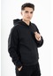 Maraton Sportswear Comfort Erkek Kapşonlu Düşük Kol Outdoor Siyah Sweatshirt 22678-siyah