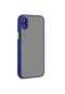 Tecno - İphone Uyumlu İphone X - Kılıf Arkası Buzlu Renkli Düğmeli Hux Kapak - Lacivert