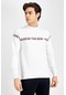 Maraton Sportswear Regular Erkek Bisiklet Yaka Uzun Kol Basic Beyaz Sweatshirt 18967-beyaz