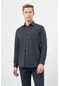 Lacivert Uzun Kol Düz Gabardin Sert Yaka Cepli Pamuklu Classic Comfort Fit Gömlek 1004245168 Lacivert