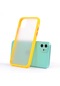 Mutcase - İphone Uyumlu İphone 11 - Kılıf Arkası Mat Buzlu Kenarı Renkli Düğmeli Fri Silikon - Sarı