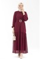 Beli Taşlı Kemerli Uzun Elbise-bordo-2510-bordo Bordo