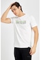Maraton Sportswear Regular Erkek Bisiklet Yaka Kısa Kol Basic Beyaz T-Shirt 18815-Beyaz
