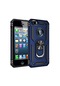 Noktaks - iPhone Uyumlu 5 / 5s - Kılıf Yüzüklü Çift Katman Zırh Tank Vega Kapak - Mavi