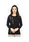 Kadın Orta Yaş Ve Üzeri Yeni Tarz Yuvarlak Yaka Baskı Model Anne Penye Bluz 30570-siyah