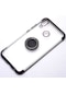 Noktaks - Huawei Uyumlu Huawei P20 Lite - Kılıf Yüzüklü Kenarları Renkli Arkası Şeffaf Gess Silikon - Siyah