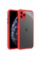 Kilifone - İphone Uyumlu İphone 11 Pro Max - Kılıf Kenarları Tırtıklı Renkli Düğmeli Kaff Kapak - Kırmızı