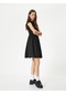 Koton Kolsuz Mini Elbise Çan Etek Yuvarlak Yaka Pamuklu Rahat Kalıp Siyah 4sal80113ık