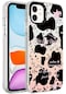 iPhone Uyumlu 11 Kılıf Mermer Desenli Lopard Marbello Kapak - Siyah-beyaz