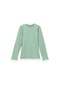 Lovetti Soft Yeşil Kız Çocuk Interlok Sıfır Yaka Uzun Kol Tişört 1008Y019