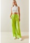 Xhan Neon Yeşili Bol Paça Keten Pantolon 3yxk5-46995-41