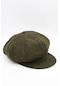 Kadın Haki Yün Vintage Kasket Şapka - Standart