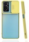 Oppo A96 4g Kılıf Lopard Slayt Sürgülü Kamera Korumalı Renkli Silikon Kapak - Sari