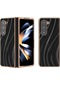 Samsung Galaxy Uyumlu Z Fold5 5g İçin Pu Deri Kaplamalı Pc Nano Elektrokaplama Telefon Kılıfı, - Siyah Siyah