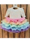 Kız Çocuk Unicorn Renga Renk Elbise - Çok Renkli