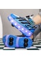 Snapbuy Led İşıklı Şarjlı, 4 Tekerlekli Çocuk Paten Ayakkabı, Gizli Tekerlekli Spor Ayakkabı Mavi - Siyah