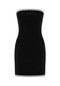 Siyah Taş Detaylı Straplez Kadın Mini Elbise-siyah