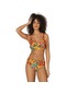 Endeep Kadın Büyük Beden Destekli Büzgü Detaylı Çiçek Desenli Bikini Takımı-turuncu-yeşil
