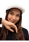 Kadın Beyaz Siperli Peluş Şapka-24004 - Std