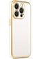 iPhone Uyumlu 14 Pro Max Kılıf Lopard Parlak Kenarlı Altın Işlemeli Kamera Korumalı Kapak Bark - Beyaz