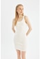 DeFacto A0732AX24SMWT32 Coool Bodycon Basic Fitilli Kaşkorse Kolsuz Mini Elbise - Beyaz
