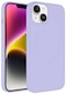 iPhone Uyumlu 14 Kılıf Magsafe Wireless Şarj Özellikli Pastel Renk Silikon Lopard Plas Kapak - Lila