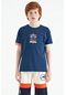 Tommy Life İndigo Kol Ucu Renkli Detaylı Baskılı Oversize Erkek Çocuk T-shirt - 11137 Indigo