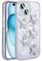 Mutcase - İphone Uyumlu İphone 15 - Kılıf Airbagli Simli Arka Yüzey Işıltı Silikon Kapak - Beyaz-yıldız