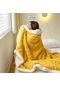 Xiaoqityh-kış Güzellik Battaniyesi Kalınlaşmış Sıcak Şekerleme Battaniyesi Tafta Polar Battaniye Düz Renk Atma Battaniye 150 X 200 Cm-sarı