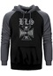 Black Label Society Doom Crew Gri Renk Reglan Kol Kapşonlu Sweatshirt