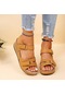 Kahverengi Kadın Sandalet Yaz Topuklu Sandalias Yumuşak Alt Takozlar Ayakkabı Kadınlar İçin 2022 Yeni Platform Sandaletler Lüks Topuk Üzerinde Ayakkabı