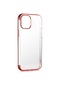 Noktaks - iPhone Uyumlu 12 Mini - Kılıf Dört Köşesi Renkli Arkası Şefaf Lazer Silikon Kapak - Kırmızı