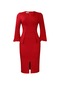 İkkb V Yaka Yüksek Bel Uzun Kollu Elbise Kırmızı
