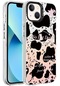 iPhone Uyumlu 14 Kılıf Mermer Desenli Lopard Marbello Kapak - Siyah-beyaz