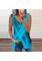 Mavi Kadın Üst Yaz Yeni Moda Renkli Çapraz Baskılı Rahat Artı Boyutu Kolsuz Fermuar V Yaka Üst Tank Top