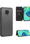 Xiaomi Redmi Not 9s Karbon Fiber Doku Yatay Flip Tpu Pc Pu Deri Kılıf Kart Yuvası İle Siyah