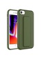 Noktaks - iPhone Uyumlu 7 - Kılıf Mat Koruyucu El Tutacaklı Stand Olabilen Qstand Kapak - Koyu Yeşil