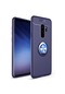Noktaks - Samsung Galaxy Uyumlu S9 Plus - Kılıf Yüzüklü Auto Focus Ravel Karbon Silikon Kapak - Mavi