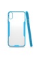 Noktaks - iPhone Uyumlu X - Kılıf Kenarı Renkli Arkası Şeffaf Parfe Kapak - Mavi