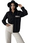 Kadın Siyah Cebi Nakışlı Süet Gömlek-30618-siyah