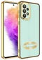 Samsung Galaxy A53 5g Kamera Lens Korumalı Şeffaf Renkli Logo Gösteren Parlak Omega Kapak - Gold