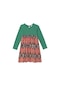 Lovetti Deniz Yeşili Kız Çocuk Kilim Desen Uzun Kol Elbise 7910H007
