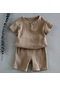 Kahverengi Pamuk Bebek Setleri Eğlence Sporları Kız Erkek T-shirt + Şort Setleri Bebek Giyim Erkek Bebek Kız Giysileri
