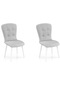 Haman 2 Adet Safir Serisi Babyface Kumaş Beyaz Ahşap Gürgen Ayaklı Sandalye Gri